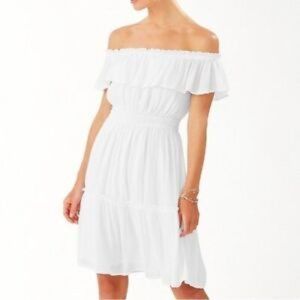 NWT Tommy Bahama Caicos Crinkle Off The Shoulder Ruffle Dress In White Size XL